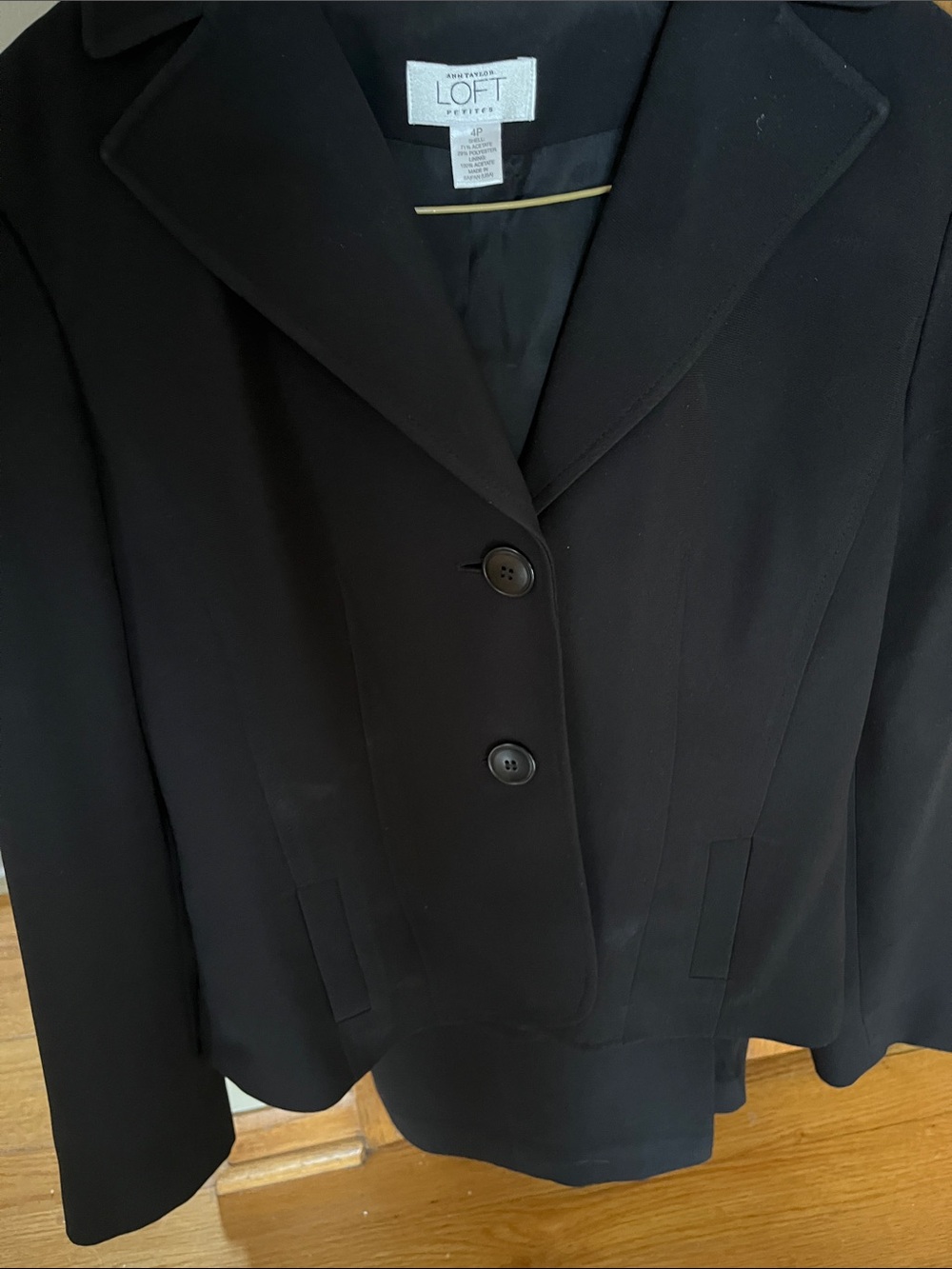LOFT Black Women's Tailored Pantsuit with Notched Collar